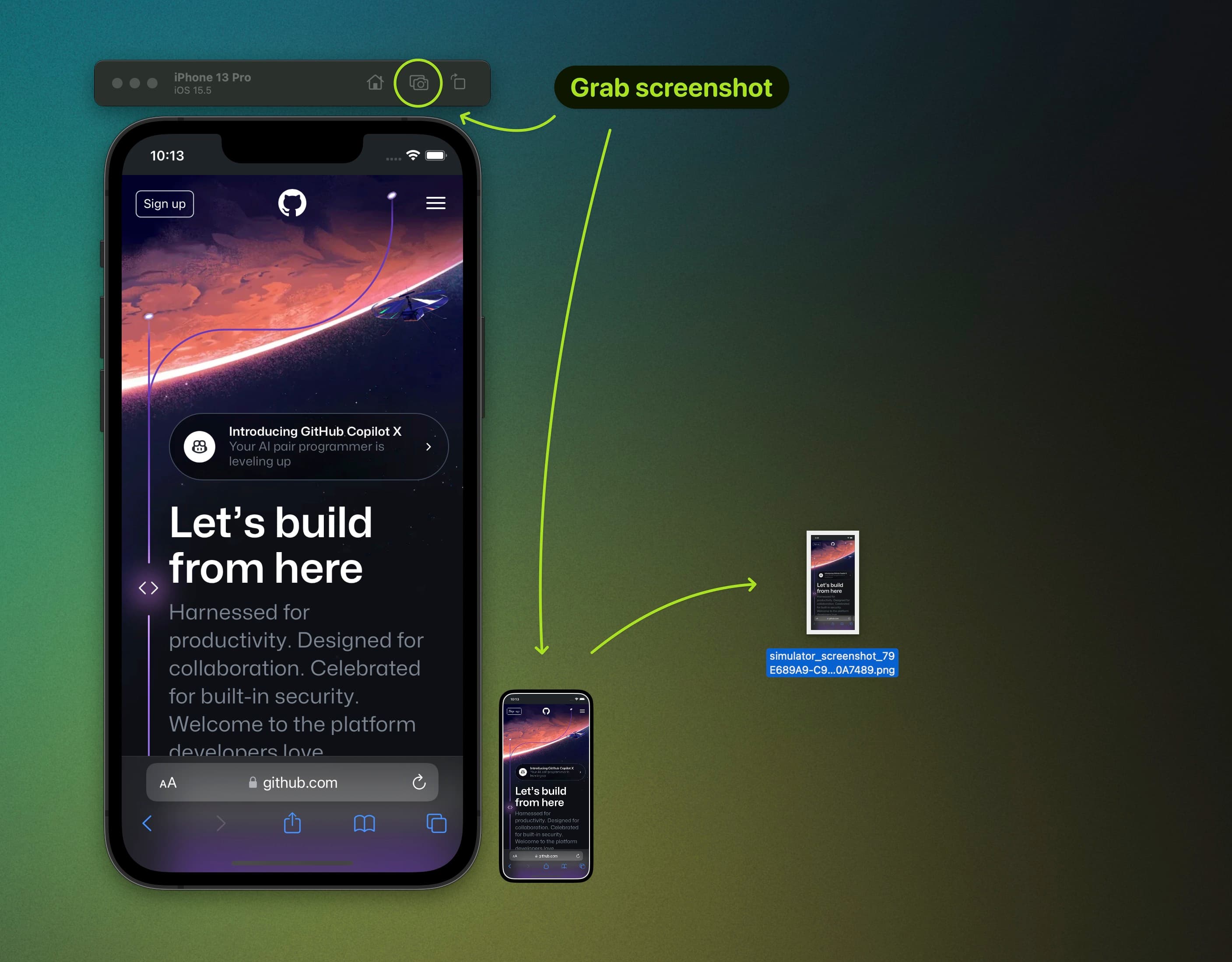 Grab a screenshot with iOS Simulator